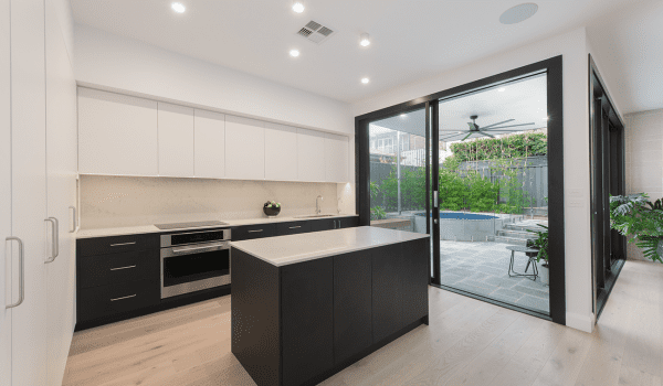Kitchen overlooking spa